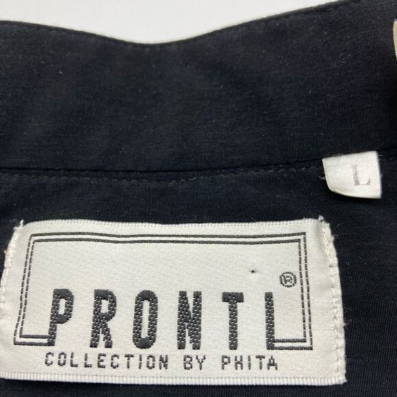 Pronti Collection be Phita Men’s Rhinestone Black Dress Shirt Size L - Picture 5 of 5